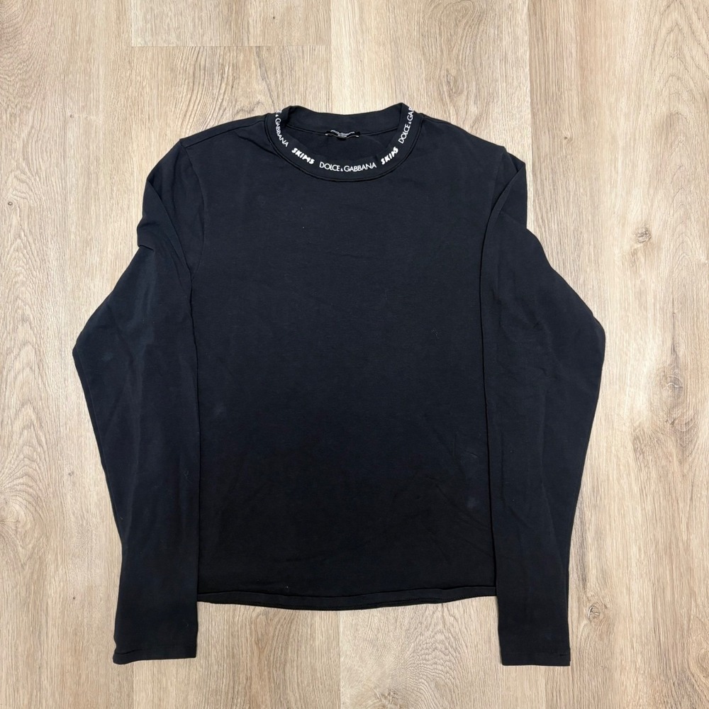 DOLCE & GABBANA X SKIMS Cotton Jersey Long Sleeve T-shirt Top Size XL